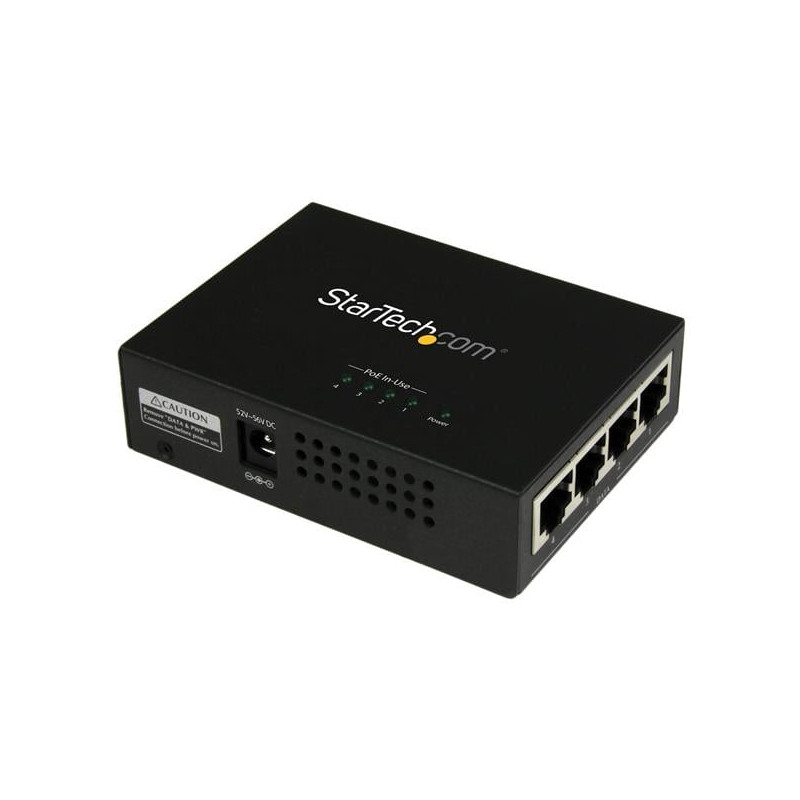 Iniettore startech gigabit midspan poe+ 4 porte [poeinj4g]