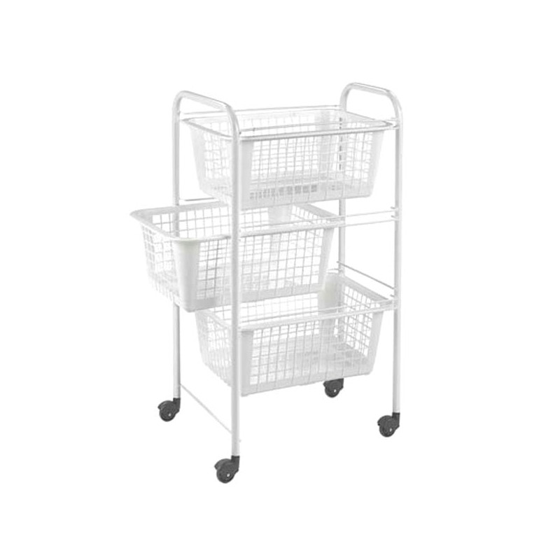 Carrello multiuso metaltex 3 cesti 38x30x68cm bianco [34.18.03]