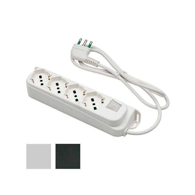 Multipresa fme con interruttore 4 uscite / spina 2p+t 16a bianco