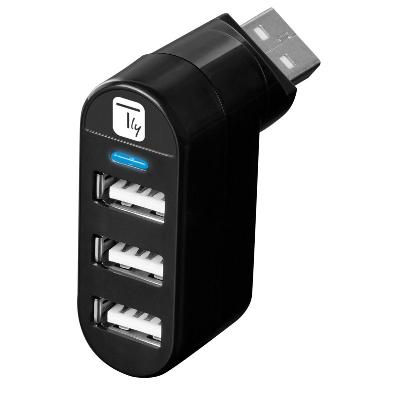 Hub usb techly rotante con 3 porte usb 2.0 nero