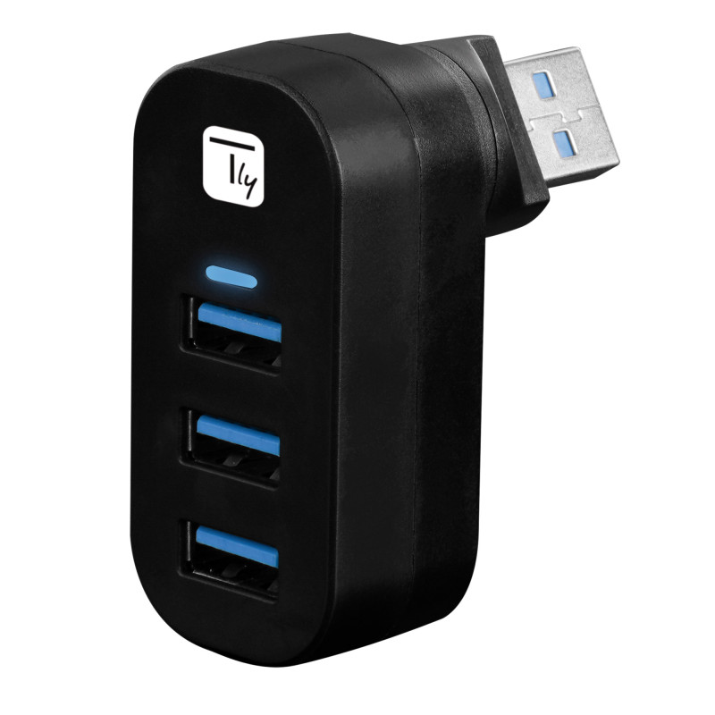 Hub usb techly rotante con 3 porte usb 2.0 nero