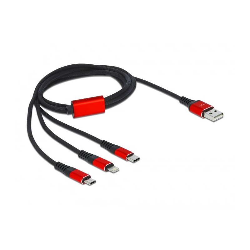 Cavo lightning delock usb 2.0 1m nero/rosso [86709]