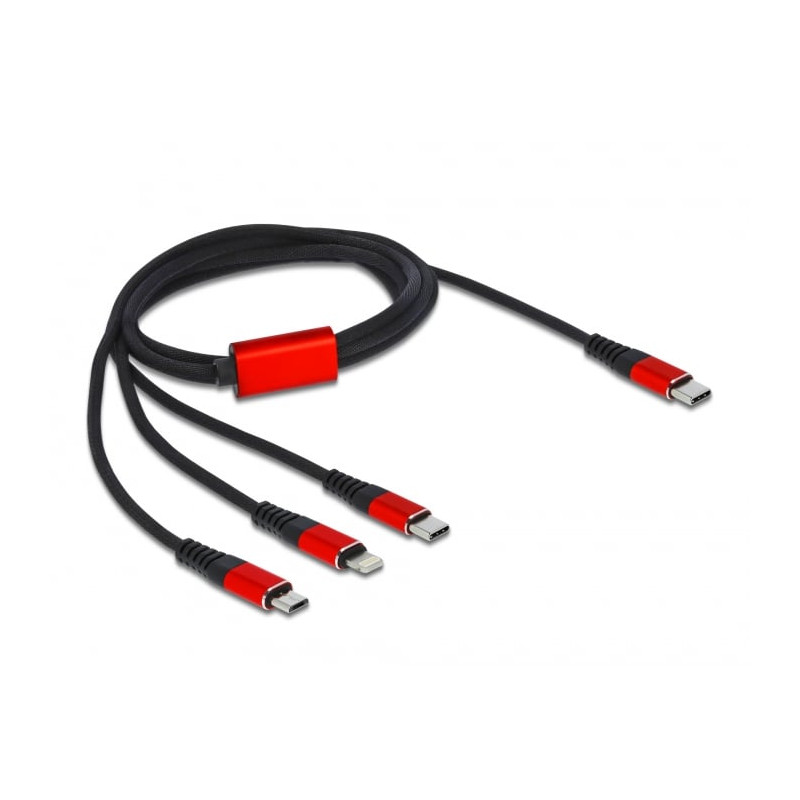 Cavo lightning delock micro-usb b 1m nero/rosso [86711]