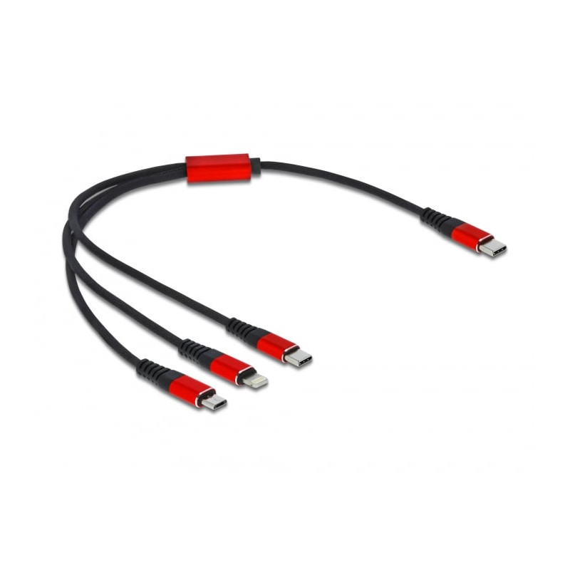 Cavo lightning delock micro-usb b 0.3m nero/rosso [86710]