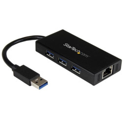 Hub usb startech.com portatile 3-porte con adattatore nic ethernet