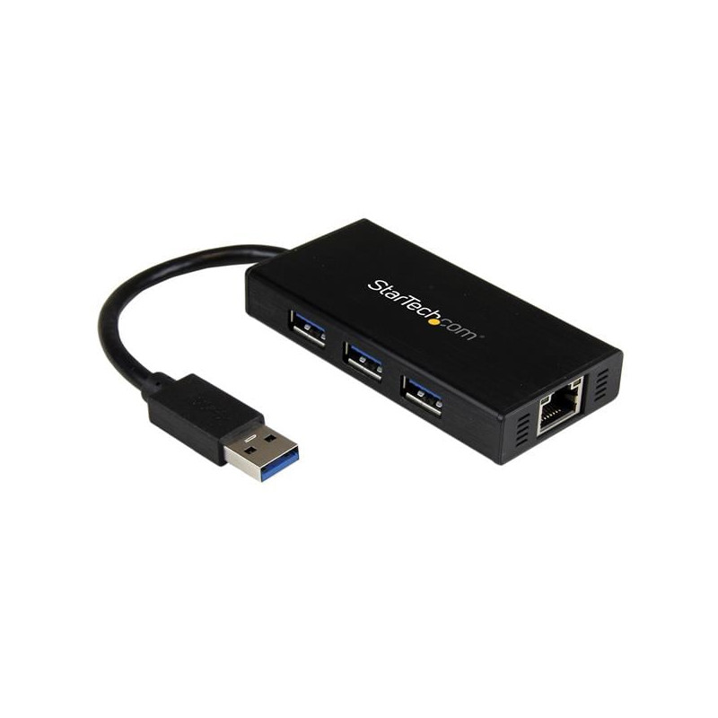 Hub usb startech.com portatile 3-porte con adattatore nic ethernet