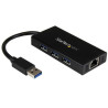 Hub usb startech.com portatile 3-porte con adattatore nic ethernet