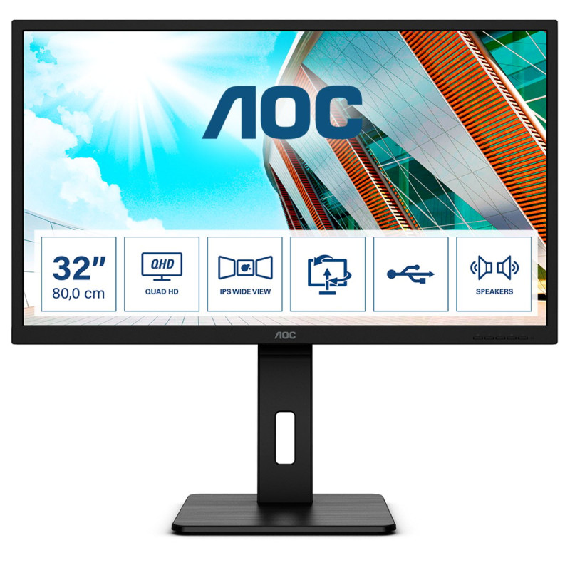 Monitor led 31.5" aoc p2 q32p2 2k ultra hd 2560x1440p 4ms classe