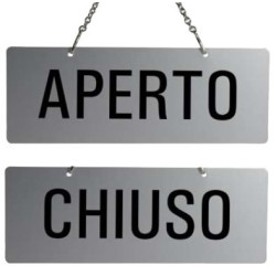 Cartello aperto/chiuso 17,5x6,5cm con catenella [31212-e]