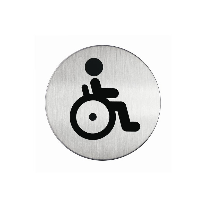 Pittogramma Ø 8,3cm 'toilette disabili' in acciaio [4906-23]