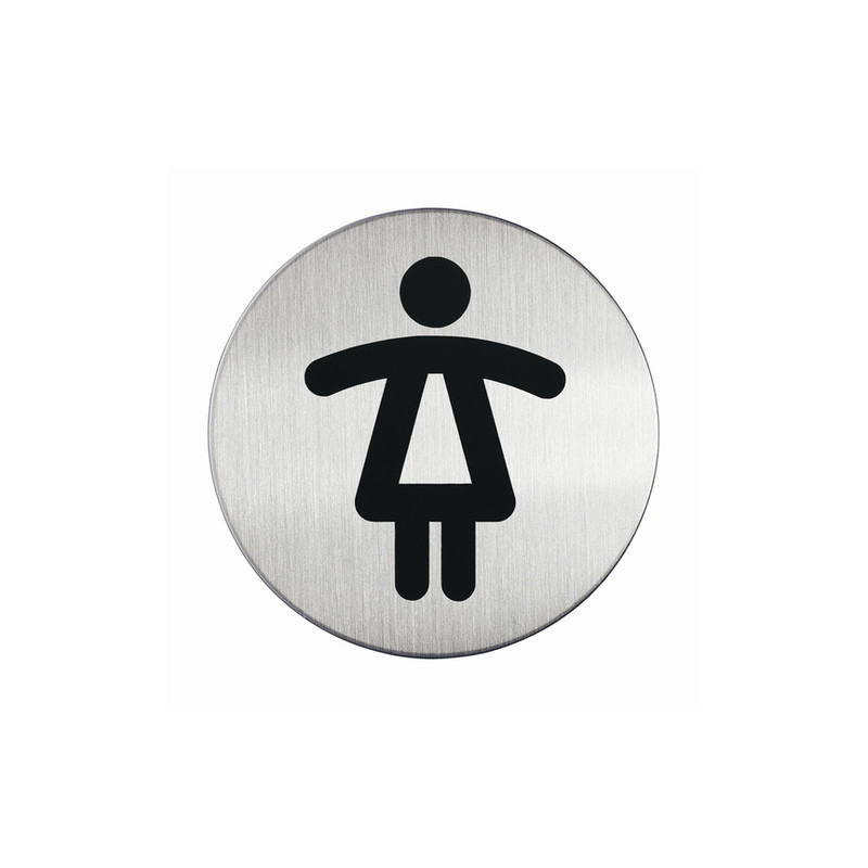 Pittogramma Ø 8,3cm 'toilette donna' in acciaio [4904-23]