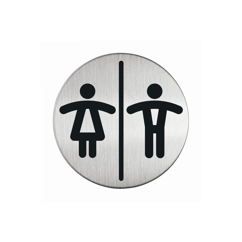 Pittogramma Ø 8,3cm 'toilette uomo/donna' in acciaio [4920-23]