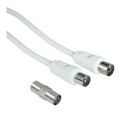 Cavo antenna hama con adattatore 75db 3m bianco