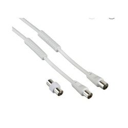 Cavo antenna hama m/f con adattatore m/m 3m 85db bianco