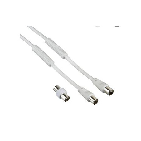 Cavo antenna hama m/f con adattatore m/m 1.5m 85db bianco