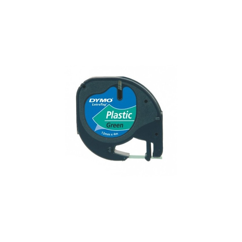 Nastro etichette dymo letra tag plastica nero su verde [s0721640]