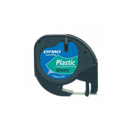 Nastro etichette dymo letra tag plastica nero su verde [s0721640]