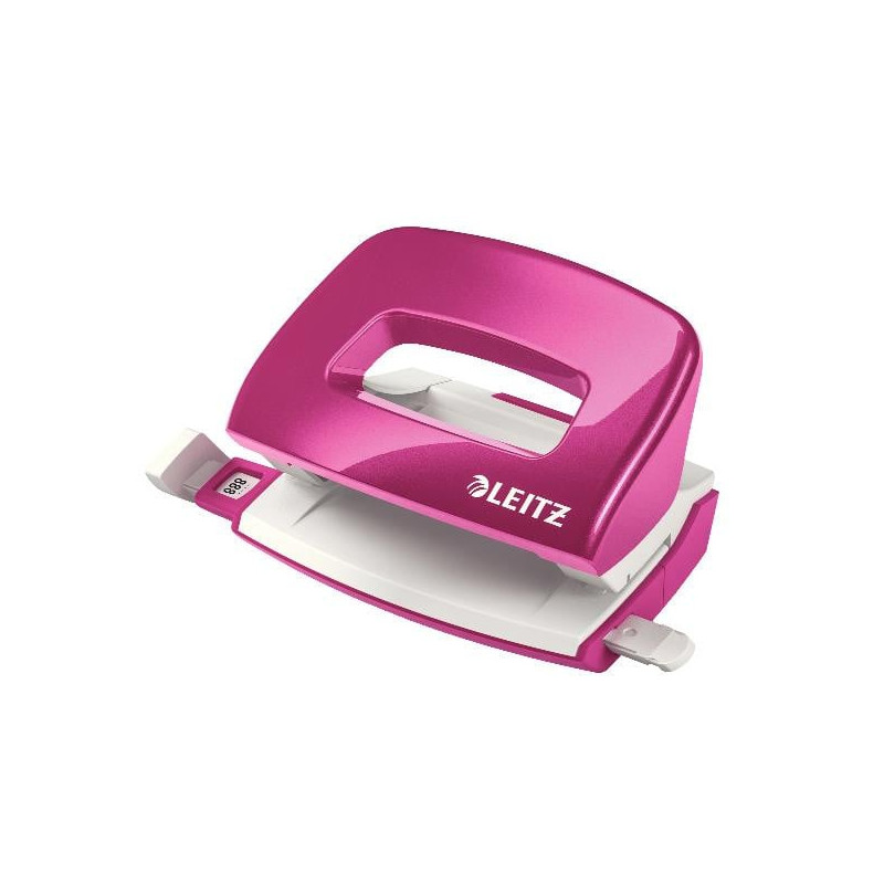Mini perforatore leitz wow in metallo a 2 fori 10 fogli rosa [50601123]