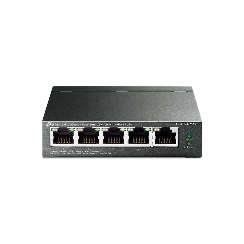 Switch tp-link 5 porte con 4 porte poe+ 10gbit/s [tl-sg105pe]