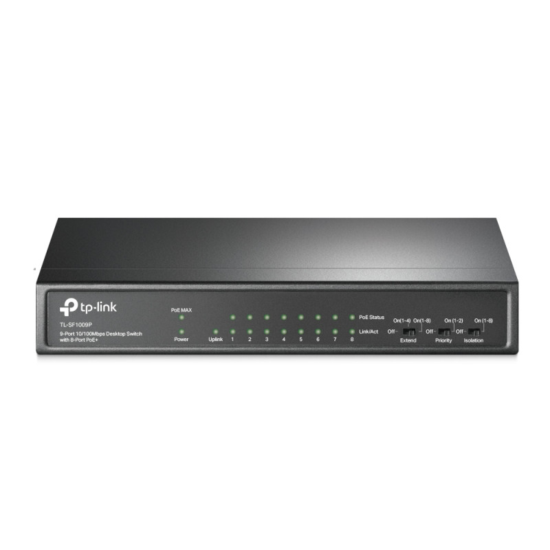 Switch tp-link 9 porte con 8 porte poe+ 1.8gbit/s [tl-sf1009p]