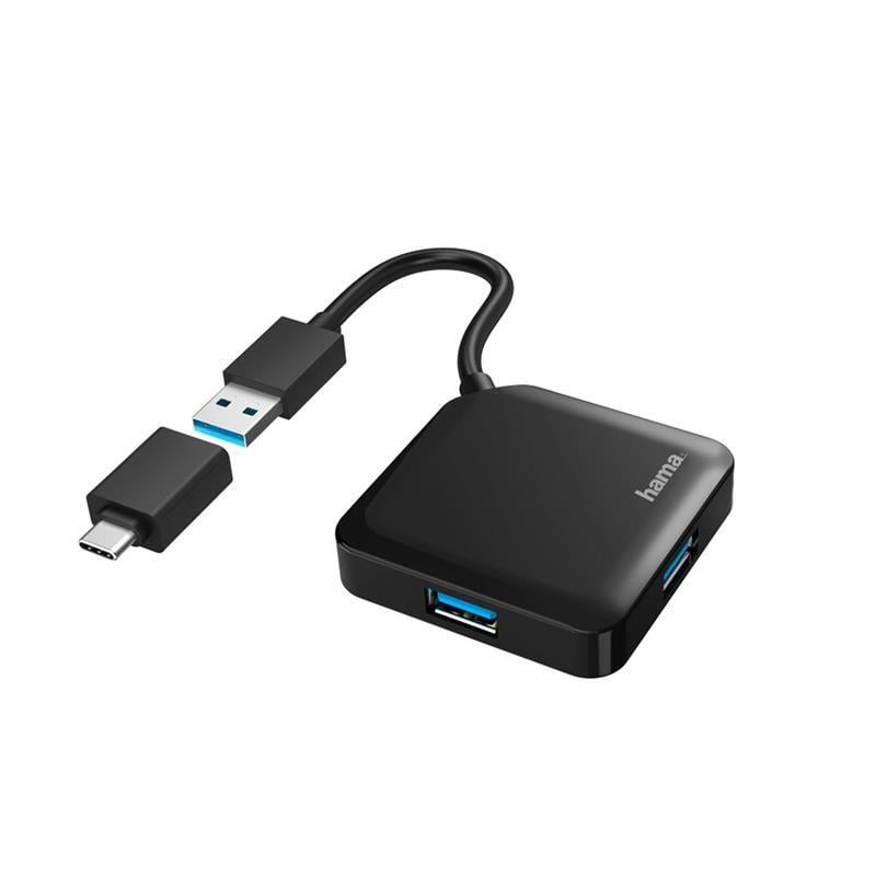 Hub usb hama 3.2 gen 1 tipo c 4-porte nero [00200116]