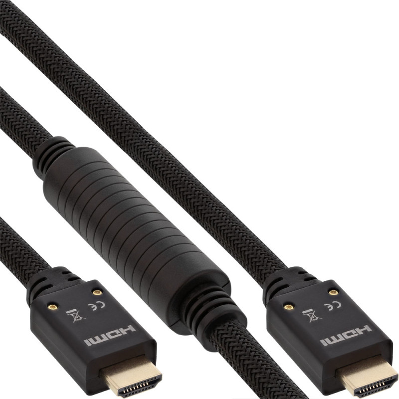 Cavo hdmi inline 20m nylon oro e nero [17520a]