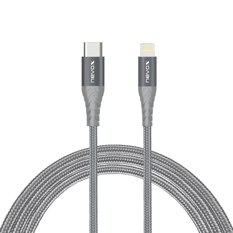 Cavo usb nevox type-c usb lightning 1m grigio/argento [1885]