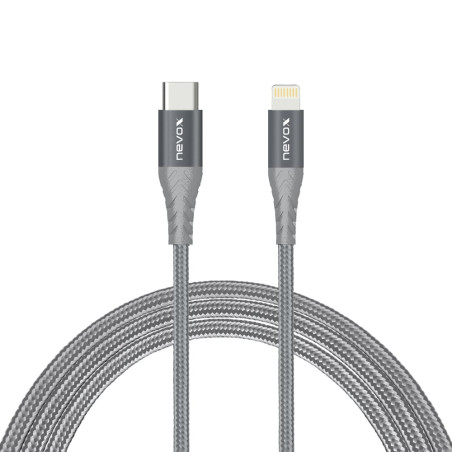 Cavo usb nevox type-c usb lightning 1m grigio/argento [1885]