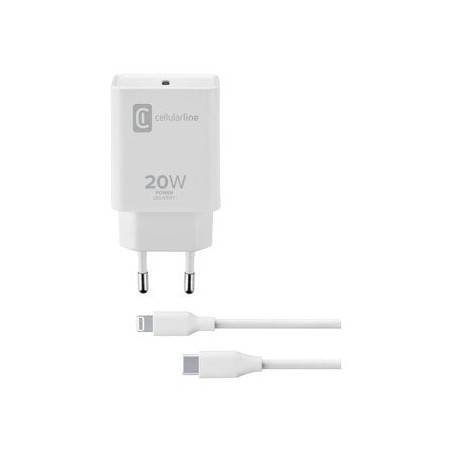 Alimentatore da rete cellularline achiphkitc2lmfi20w tipo-c 20w