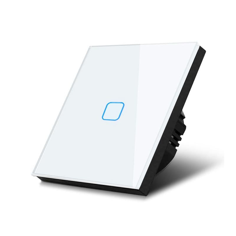 Interruttore tattile maclean doppio pulsanti in vetro bianco quadrato