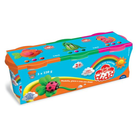 Pasta da modellare - 3 vasetti - verde, arancione, magenta