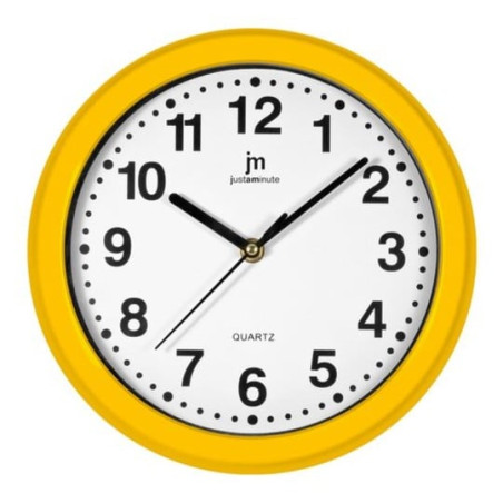 Orologio da parete lowell 00710-y cerchio giallo e bianco