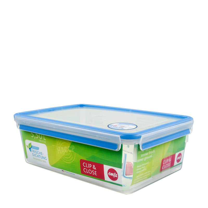 Contenitore alimenti emsa clip rettangolare 5.5l blu/trasparente