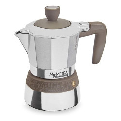 Caffettiera pedrini mymoka induction 3 tazze tortora [02cf095]