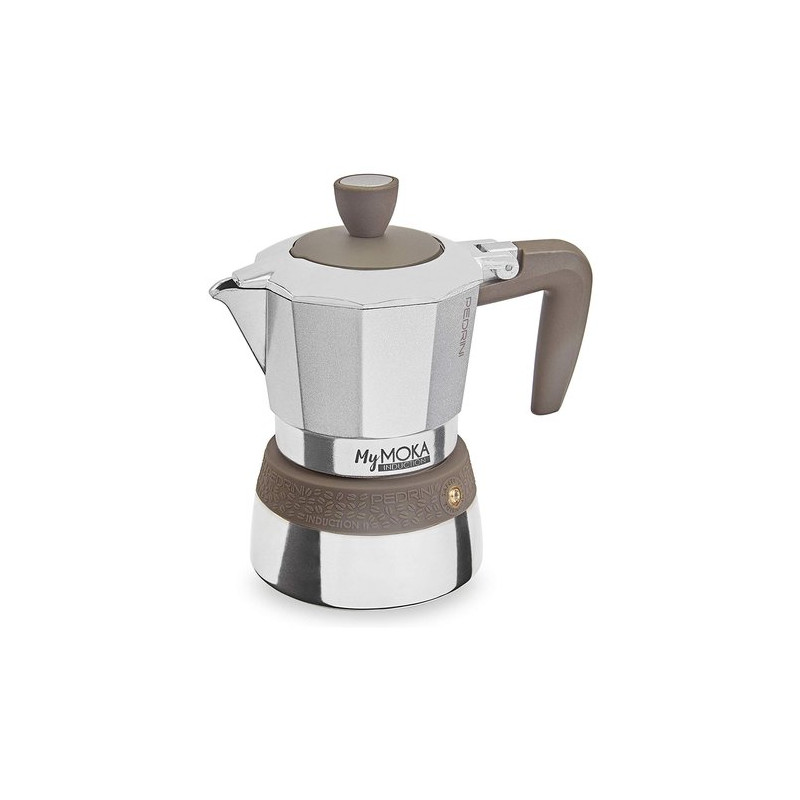 Caffettiera pedrini mymoka induction 3 tazze tortora [02cf095]