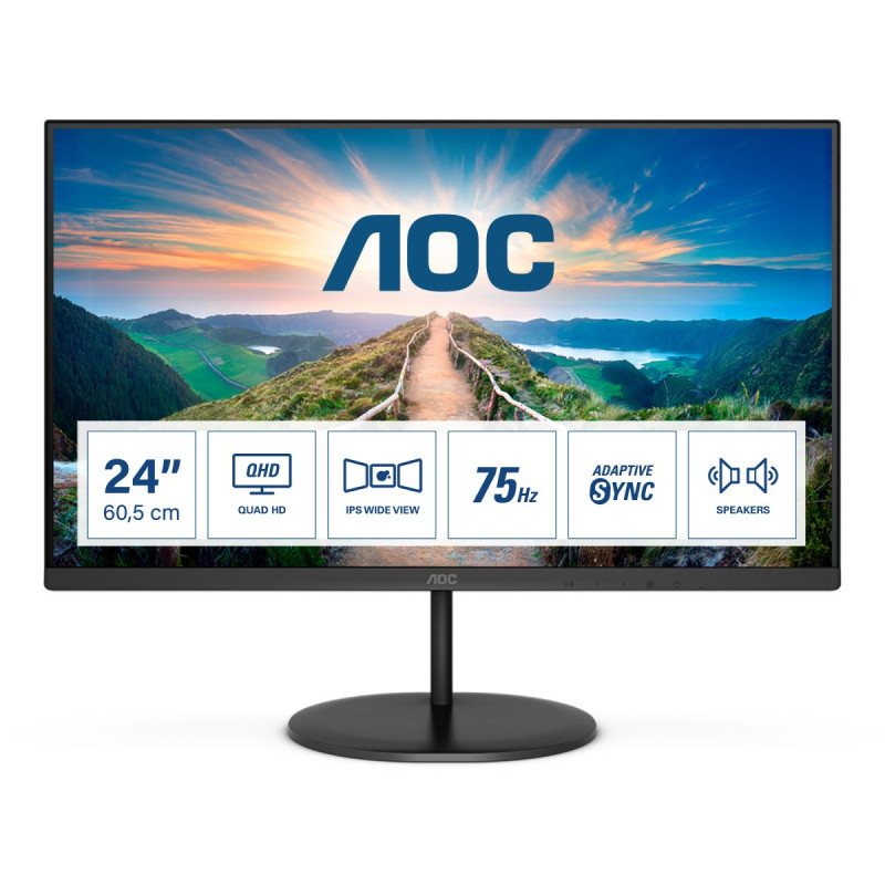 Monitor led 24'' aoc q24v4ea 2k ultra hd 2560x1440p 4ms classe