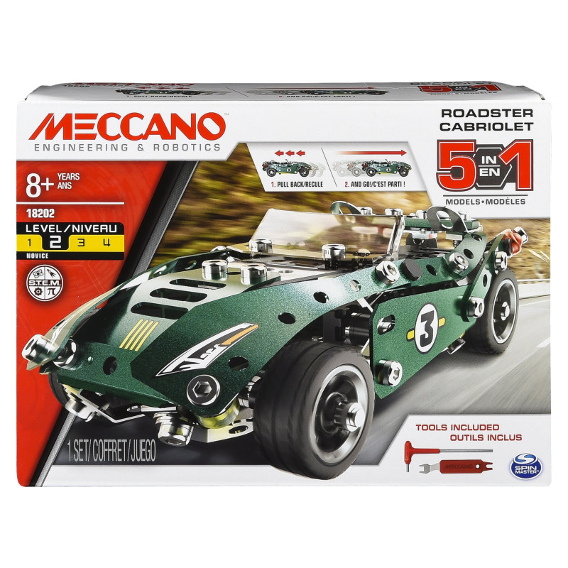 Meccano mm spin master da 5 macchina da corsa verde multicolore [6040176]
