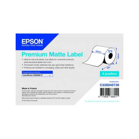 Etichetta epson premium rotolo continuo 203mmx60m bianco [c33s045739]