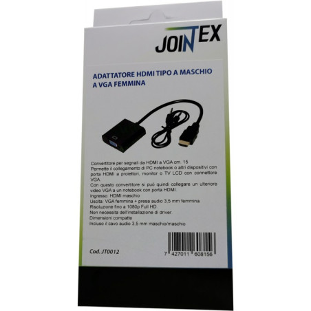 Adattatore hdmi tipo a maschio a vga femmina piu` cavo audio stereo