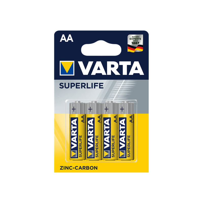 Pila alcalina varta superlife aa 1.5v zinco-carbone 4pz