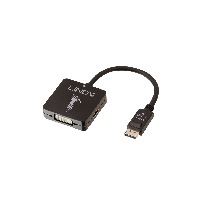 Adattatore lindy displayport 1.2 a hdmi 4k30/dvi/vga [41028]