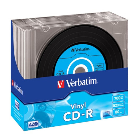 Scatola 10 cd-r datalifeplus data vinyl slim 1x-52x 700 mb