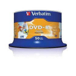 Scatola 50 dvd-r spindle bulk 16x 4.7gb 120min. stampabile wide