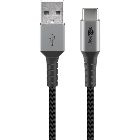 Cavo usb goobay usb-c a usb-a in metallo e rivestimento tessuto