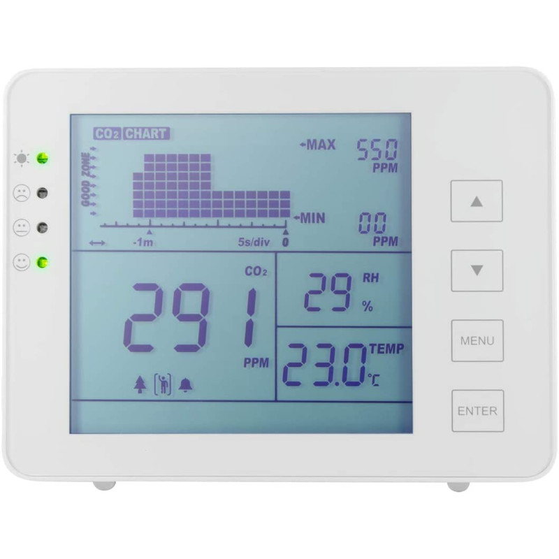 Misuratore di co2 logilink 5000ppm con allarme indicatore temperatura