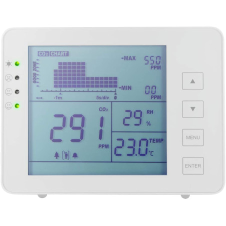 Misuratore di co2 logilink 5000ppm con allarme indicatore temperatura