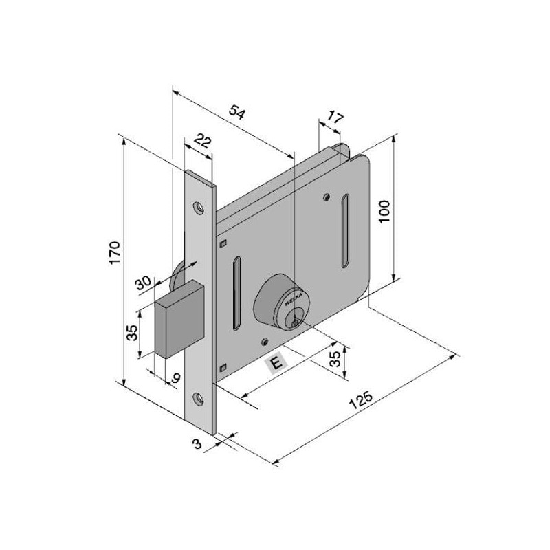Serratura welka cancelli/porte ferro infilare [05150000]