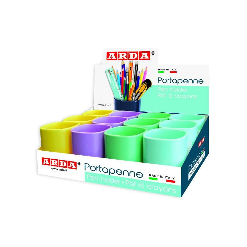 Bicchiere portapenne arda colori assortiti in display da 12 [4111pasesp]