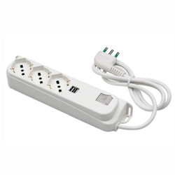 Multipresa fme fanton 3 uscite schuko + int+usb bianca [40450]