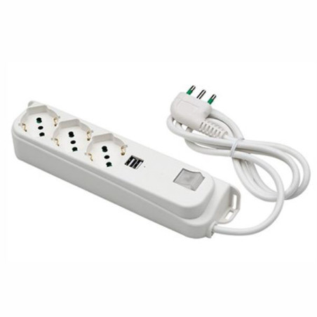 Multipresa fme fanton 3 uscite schuko + int+usb bianca [40450]